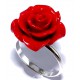 Bague argent 1g taille  50 à 60 rose résine rouge