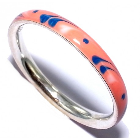 Bague argent 0,9g t 48 à 58 émaillée rose