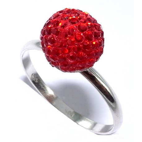 Bague argent 0,9g taille 50 à 60 résine rouge