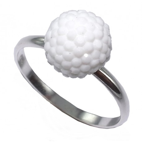 Bague argent 0,9g taille 50 à 60 résine blanche