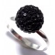 Bague argent 0,9g taille 50 à 60 résine noire