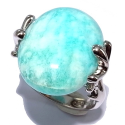 Bague argent rhodié 4,3g amazonite t 52 à 60