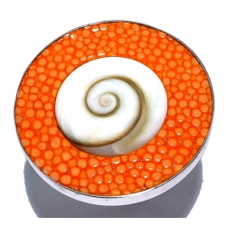 Bague argent 3g  réglable galuchat orange oeil de shiva
