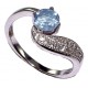 Bague argent rhodié 2g topaze bleue taille 50 à 60