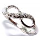 Bague argent rhodié 1,5g infini taille 50 à 60 zircons