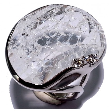Bagues argent bague argent rhodié 4,2g quartz cristal taille 50 à 60