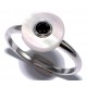 Bagues argent bague argent rhodié 1,6g  nacre t 50 à 60 et zircon noir