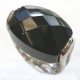 Bague rhodiée véritable obsidienne 3 tailles