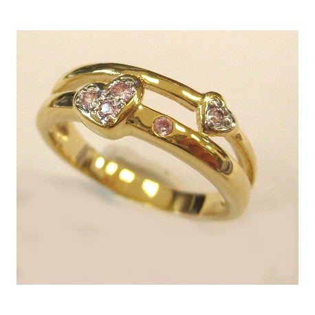 Bague plaquée or 3 microns 2 tons zircons teint