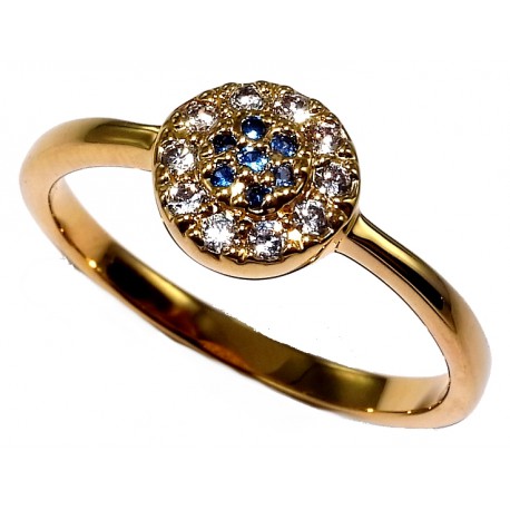 Bague plaquée or taille 50 à 60 zircon et saphir synthétique