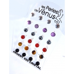 Pr?s 12prs bo argent 4,8g pierres hem/am/on/howlite/cristal/agate