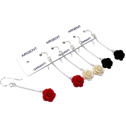 Bo argent lot de 3prs bo argent 2,4g rose résine