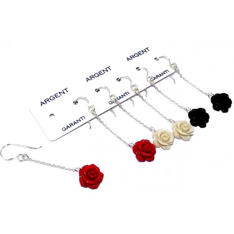 Bo argent lot de 3prs bo argent 2,4g rose résine