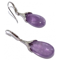 Bo argent bo argent rhodié 3,7g amethyste et zircons