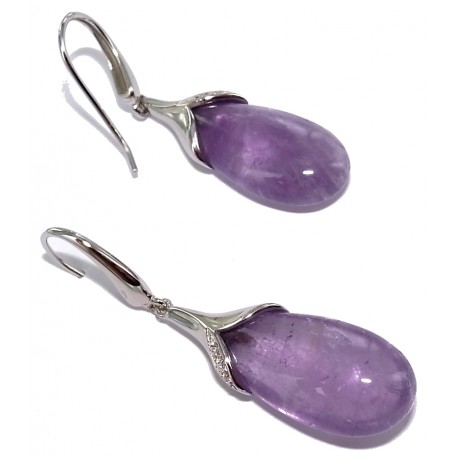 Bo argent bo argent rhodié 3,7g amethyste et zircons