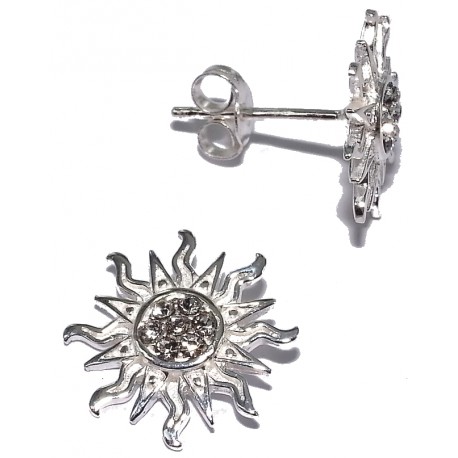 Bo argent boucles oreille argent 1,7g cristal