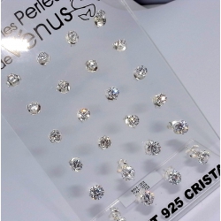 Presentoirs argent présentoir 12prs bo argent 6g strass