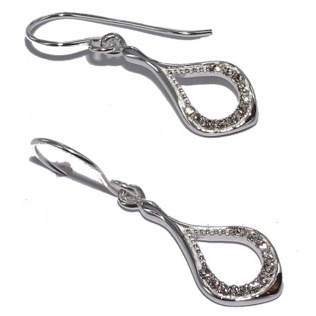 Bo argent boucles oreille argent 1,9g cristal