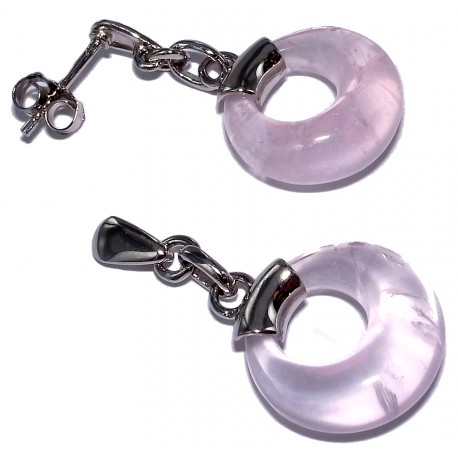 Bo argent bo argent rhodié 2,3g quartz rose