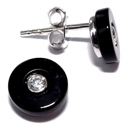 Bo argent bo argent rhodié 0,8g onyx et zircon