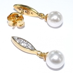 Bo plaquées or 2 tons perles imitation zircons
