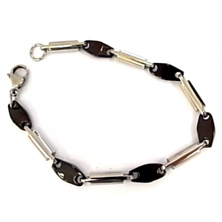 bracelet acier 21cm 2 tons zircons