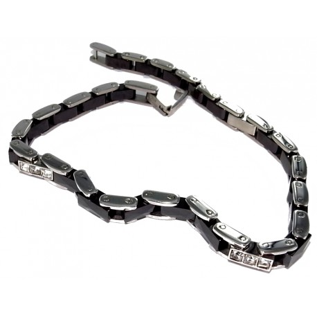 Bracelet acier l 316 céramique et strass