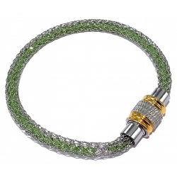 Bracelet acier l 316 19cm bicolore cristal vert