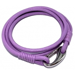 Bracelet acier cuir violet