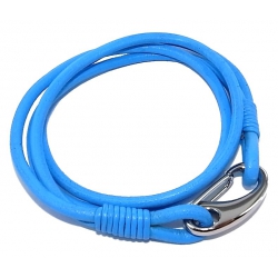 Bracelet acier cuir  bleu