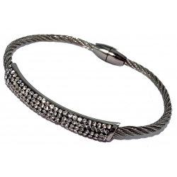 Bracelet ouvrant cable et strass