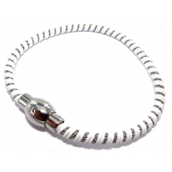 Bracelet acier acier silicone 18cm blanc