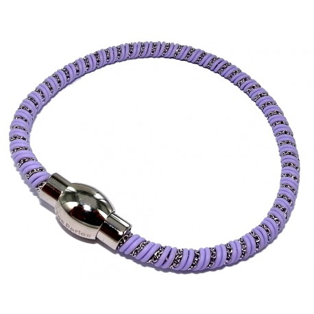 Bracelet acier acier silicone 18cm violet