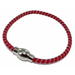 Bracelet acier acier silicone 18cm rouge