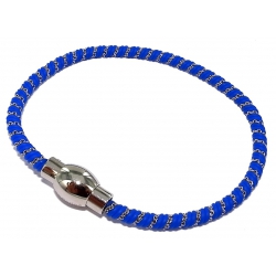 Bracelet acier acier silicone 18cm bleu