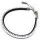 Bracelet acier et cuir 17+3cm noir et blanc