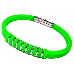 Bracelet acier et silicone vert