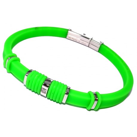 Bracelet acier et silicone vert