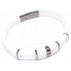 Bracelet acier et silicone blanc zircon