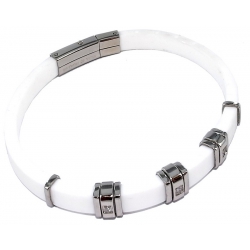 Bracelet acier et silicone blanc zircons
