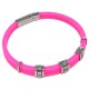 Bracelet acier et silicone fuchsia zircons