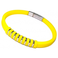 Bracelet acier et silicone jaune