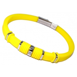 Bracelet acier et silicone jaune