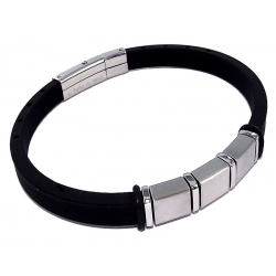 Bracelet acier et silicone noir