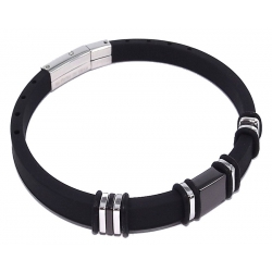 Bracelet acier et silicone noir