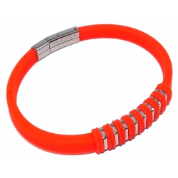 Bracelet acier et silicone orange