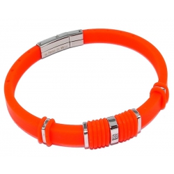 Bracelet acier et silicone orange zircon