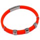 Bracelet acier et silicone orange zircons