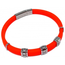 Bracelet acier et silicone orange zircons