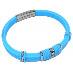 Bracelet acier et silicone turquoise zircon